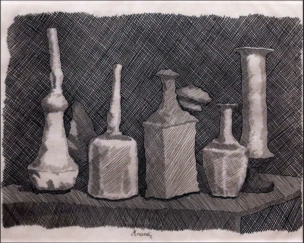 Dessin nature morte Morandi 